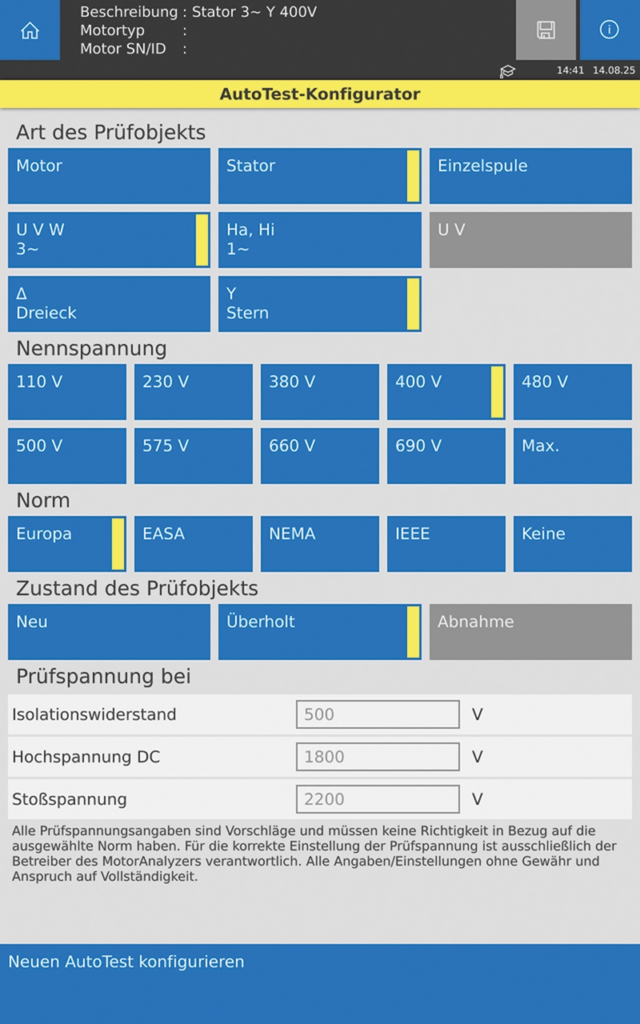 AutoTest konfigurieren